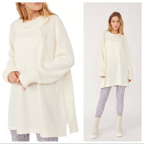 FREE PEOPLE SWEATER BOHO 90s VIBES FLOWY PULLOVER OVERSIZED TUNIC A2C - Picture 4 of 10